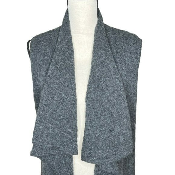 Ralph Lauren Black Label Charcoal Gray Cashmere Drape Open Sweater Vest Size M - Picture 13 of 15